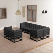 vidaXL 7 pcs conjunto lounge de jardim c/ almofadões pinho maciço