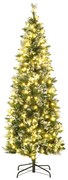 HOMCOM Árvore de Natal Artificial com 240 Luzes LED 618 Ramos Suporte de Aço e Formato Slim para Interior Ø68x180 cm Verde | Aosom Portugal