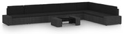 vidaXL 8 pcs conjunto lounge de jardim c/ almofadões vime PE preto