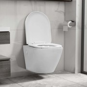 vidaXL Sanita de pendurar na parede sem rebordo cerâmica branco