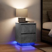 vidaXL Mesas cabeceira c/ luzes LED 2 pcs 38x34x50 cm cinzento-cimento