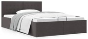 vidaXL Cama hidráulica c/ arrumação 140x200cm tecido cinzento-escuro