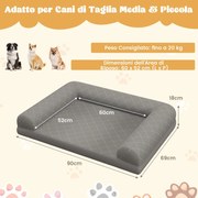 Cama de espuma viscoelástica para animais de estimação com apoio de cabeça, cama ortopédica para cães grandes com artrite, cinza