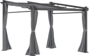 Outsunny Pérgola, incluindo material de fixação, teto retrátil, 2,97 m x 2,95 m x 2,3 m, Cinza escuro | Aosom Portugal