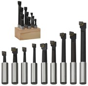 vidaXL Mandris 9 pcs 12 mm com base em madeira