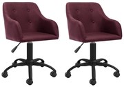 Cadeiras de jantar giratórias 2 pcs tecido roxo