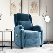 vidaXL Poltrona de massagens veludo azul