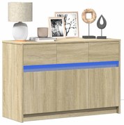 vidaXL Móvel de TV com luzes LED derivados de madeira carvalho sonoma