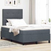 vidaXL Cama Box com colchão Cinza Escuro 120 x 200 cm tecido
