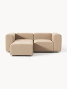Sofá modular em bouclé Lena (3 lugares) com pufe (esquerdo/direito)