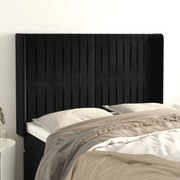 Cabeceira de cama c/ abas veludo 147x16x118/128 cm preto