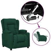 vidaXL Poltrona elevatória tecido verde-escuro