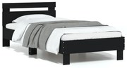 vidaXL Estrutura de cama c/ cabeceira 90x200cm derivados madeira preto