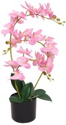 Planta orquídea artificial com vaso 65 cm rosa