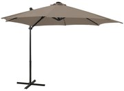 Guarda-sol jardim c/ poste e luzes LED 300 cm cinza-acastanhado