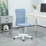 Cadeira de Escritório sem Apoio para os Braços Estofada em Linho Sintético com Altura Ajustável 53x43x85-93 cm Azul