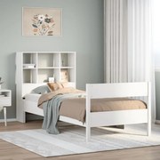 vidaXL Cama com estante sem colchão 90x190 cm pinho maciço branco