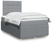 vidaXL Cama com molas/colchão 120x200 cm tecido cinza-claro