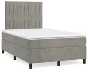 vidaXL Cama box spring colchão LED 120x190 cm couro artif. cinza-claro
