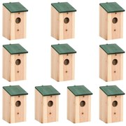 Casas para pássaros 10 pcs 12x12x22 cm madeira de abeto maciça