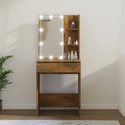 vidaXL Toucador com LEDs 60x40x140 cm cor carvalho fumado