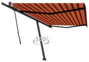 Toldo retrátil manual independente 500x300cm laranja e castanho