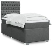 vidaXL Cama com molas/colchão 100x200 cm tecido cinza-escuro