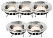 Conjunto de 5 lâmpadas LED reguláveis G53 AR111 12W 600lm 2700K