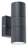 Candeeiro de parede exterior cinzento escuro 2 luzes IP44 - Duo