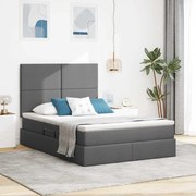 vidaXL Cama com arrumação e LED Cinza Escuro 140 x 200 cm Poliéster