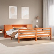 vidaXL Cama com estante sem colchão 180x200 cm pinho maciço