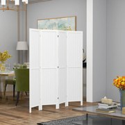 Biombo de madeira para divisão de espaços 160 x 170 cm, divisória interior dobrável, 4 painéis de madeira, branco