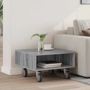 vidaXL Mesa Lateral com Rodas Cinza Sonoma 50,5 x 50 x 30 cm