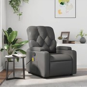 vidaXL Poltrona de massagens reclinável couro artificial cinzento