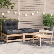 vidaXL Sofá sem apoio de braços p/ jardim c/ almofadões/apoios de pés