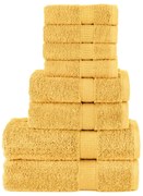 vidaXL 8pcs Conjunto toalhas banho premium SOLUND 600gsm dourado