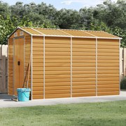 Abrigo de jardim 191x300x198 cm aço galvanizado castanho-claro