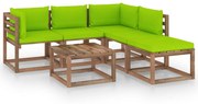 6 pcs conjunto lounge de paletes + almofadões pinho impregnado