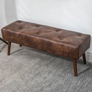 Banco Acolchoado – Henrita – 114x38x42 cm – Castanho – Design Vintage