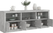 vidaXL Aparador com luzes LED 181,5x37x67 cm cinzento cimento