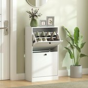 Sapateira Estreita Móvel com 2 Gavetas Abatíveis e Prateleiras Ajustáveis para 8 Pares de Sapatos 47x26x85 cm Branco