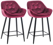 Conjunto de 2 bancos de bar Gibson em veludo e com estrutura preta 54 x 103 x 57,5 cm Roxo