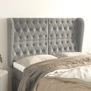 vidaXL Cabeceira cama c/ abas veludo 163x23x118/128 cm cinzento-claro