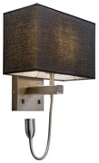 Candeeiro de parede em aço com cúpula preta e braço de leitura com LED incluído - Bergamo Design,Moderno