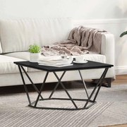 Mesa de Centro Preto Carvalho 80x80x45 cm Madeira Revestida