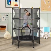 Trampolim infantil Ø 1,63 × 1,9 m de altura Rede de segurança Porta com fecho de correr Proteção para molas 6 postes almofadados Incluído Preto