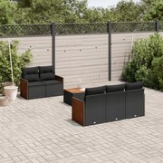 vidaXL 6 pcs conjunto sofás de jardim c/ almofadões vime PE preto