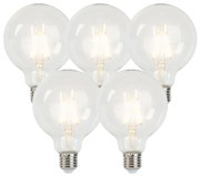 Conjunto de 5 lâmpadas de filamento LED reguláveis E27 G95 5W 470 lm 2700K