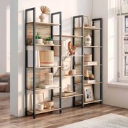 Estante com 14 prateleiras 24 x 158 x 166 cm cor de carvalho com veios azuis-preto