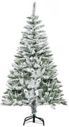 HOMCOM Árvore de Natal Artificial 150 cm com Neve Ignífugo com 358 Ramos Folhas de PVC Abertura Automática Base Dobrável Verde | Aosom Portugal